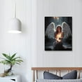 thumbnail image 3 of ARISTURING White Angel Painting Angel Wings Poster Modern Black and White Pictures Praying Woman Wall Art Dark Blue Artwork Abstract Angel Painting Wings Canvas Wall Art Aesthetic Woman Posters, 3 of 4