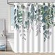 thumbnail image 1 of Cortina de baño, cortina de ducha de plantas verdes, impermeable y a prueba de moho, impresión digital 3D, partición de cortina de baño de bosque, no requiere perforación, yj422, 150*180, 1 of 1