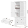 thumbnail image 2 of Homfa Bathroom Cabinet with Rattan Doors, Rattan Linen Storage Cabinet with 2 Drawers, White, 2 of 9