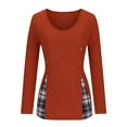 thumbnail image 6 of AXXD Women's Sweatshirts Basic Summer 2024 Casual Round Neck Solid Color Plaid Long Sleeve Knitted Button Tops, 6 of 6