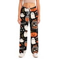 thumbnail image 4 of Fabrcox Halloween Woman Pajama Pants Pumpkin Ghost Cat Sleep Pants Women Fall Winter Festival Comfy Womans Lounge Pants Black M, 4 of 6