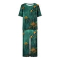 thumbnail image 7 of Atogsazn Women's Sleepwear Capri Pajama Sets Short Sleeve Two Piece Pjs Crew Neck Tops & Capri Pants with Pockets Army Green M, 7 of 7