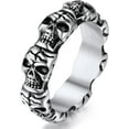 thumbnail image 1 of ORUYROP Can Engrave Men Skull Rings, Stainless Steel Statement Biker Rings, Gold Plated/Black-Send Gift Box, 1 of 7