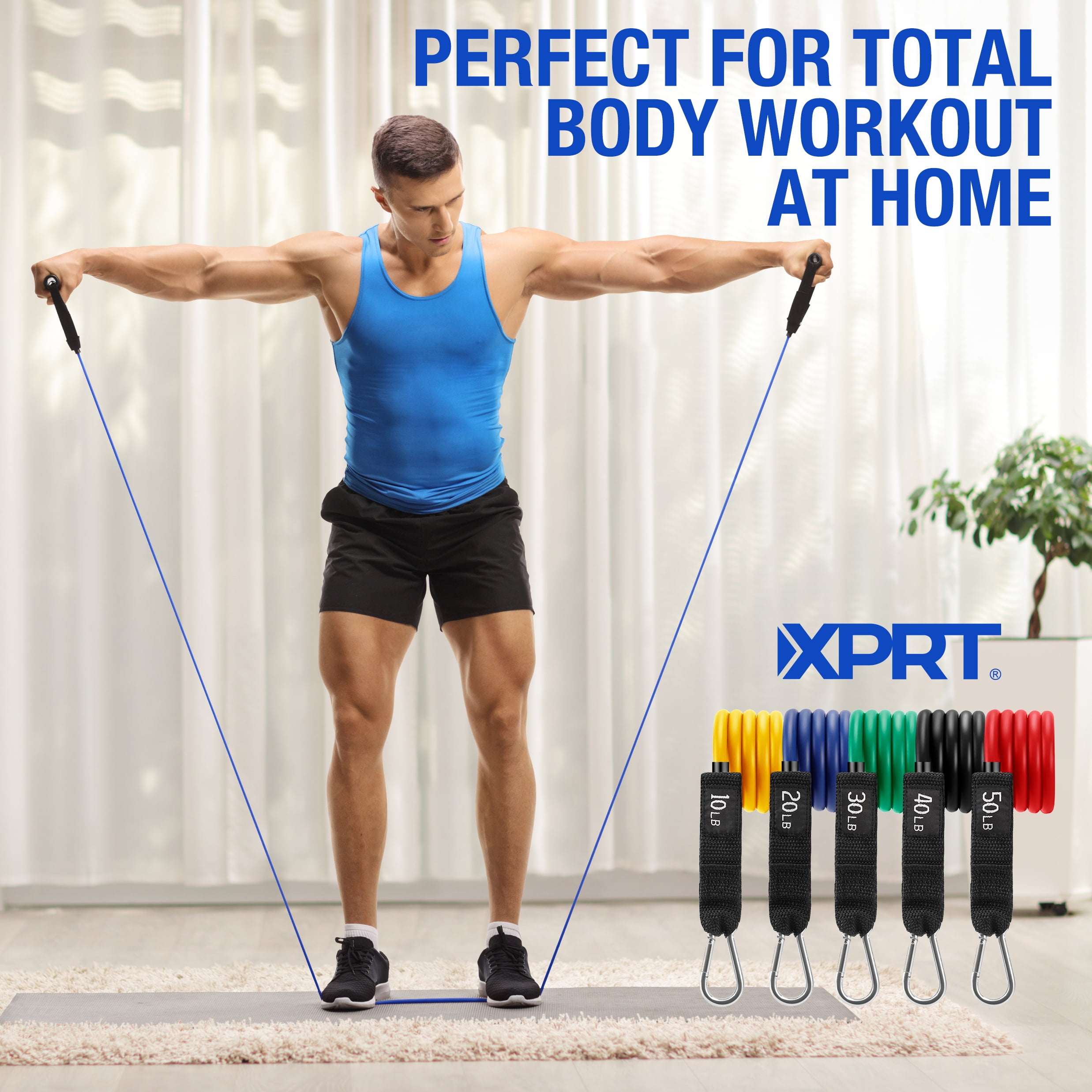 XPRT Fitness 11 PCS Resistance Tube Workout Bands Set -Fitness Strength Training
