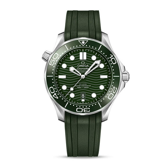 Omega Seamaster Diver 300M Automatic Green Dial Rubber Strap Men's Watch 210.32.42.20.10.001