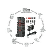 Hyper Tough Hyper Stack Interlocking Storage Crate, Black, Stackable Plastic Organizer