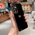 thumbnail image 3 of Compatible with Samsung Galaxy A14 5g 6.6” Phone Case Luxury Plating Cute Elegant Love Heart Cover with Camera Protection Soft Silicone Shockproof Electroplated Bumper for Women Girl (Black), 3 of 9
