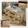 thumbnail image 5 of VANACC 6 Drawer Dresser, 54" Wide Chest of Drawers, Wooden Storage Chest, Farmhouse Style Solid Sturdy, Suitable for Bedroom, Hallway, Natural Oak, 5 of 7