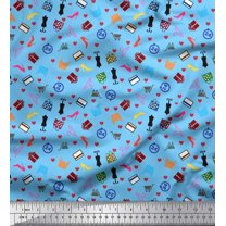 Soimoi Polyester Crepe Fabric Women Dummy,Shopping Bag & High Heels Fashion Print Fabric by The Yard 42 Inch Wide