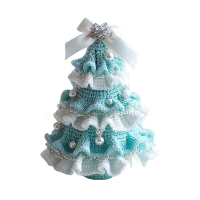 stanreset DIY Crochet Kit - Handmade Set, Christmas Tree with Multiple Options. Kit Includes Yarn, for Holiday Decoration Gifts blue and white