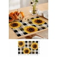 thumbnail image 5 of Summer Watercolor Sunflower Still Life Placemats Set of 4,Wipeable Washable Table Mats for Dining Tables,Black Gingham Check Place Mats for Kitchen Event Party Tabletop Decor, 5 of 7