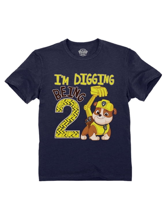 Paw Patrol Construction Digging Being 2 Gifts for Two Years Old Boy Rubble 2nd Birthday Toddler Kids T-Shirt 3T