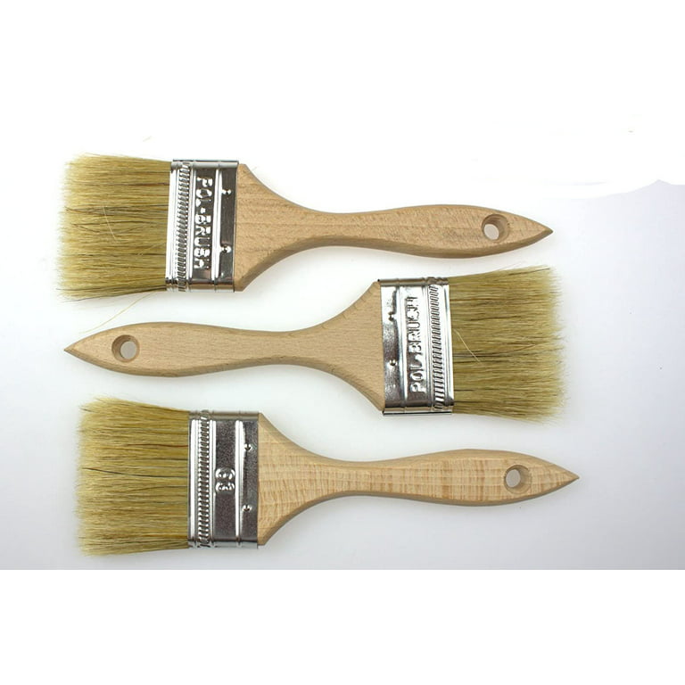 Set of 3 Professional Paint Brushes - Natural Bristle/Wood Handle - for  Paint Job with Acrylic, Chalk, Oil Based, Latex, Stain, Watercolor, Wax,  Varnish Paints. 