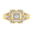 thumbnail image 3 of 1/2 Carat Round & Baguette Shape Diamond Cushion Shaped Halo Ring in 10K Yellow Gold (Ring Size 7.5), 3 of 6