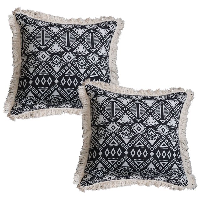 Fundas de almohada con borlas de 18 x 18 pulgadas, fundas de almohada de jacquard suave para decoraciones de otoño, funda de cojín para sofá, silla, dormitorio