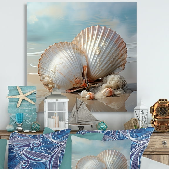 Designart "Pure Shell Simplicity I" Seashell Canvas Wall Art
