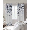 thumbnail image 4 of Navy Blue Leaves Blackout Curtains for Bedroom Living Room Darkening Curtains 84 Inch Length 2 Panels Set Summer Botanical Window Curtain Thermal Insulated Window Treatment Grommet Drapes 52"x84", 4 of 9