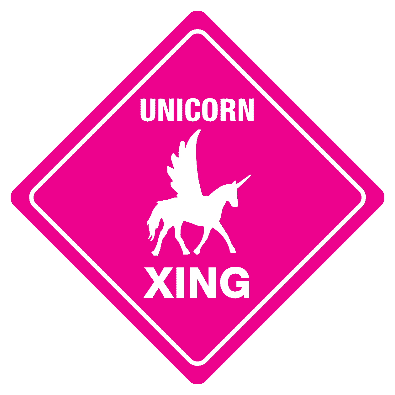 Unicorn Crossing Sign Fantasy Uni Corn Funny Gag Novelty Pink