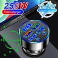thumbnail image 2 of 66-250W PD Car Charger QC3.0 Fast Charge One to Six Car Cigarette Lighter Plug Car Charger Flash Charge with Digital Display, 2 of 8