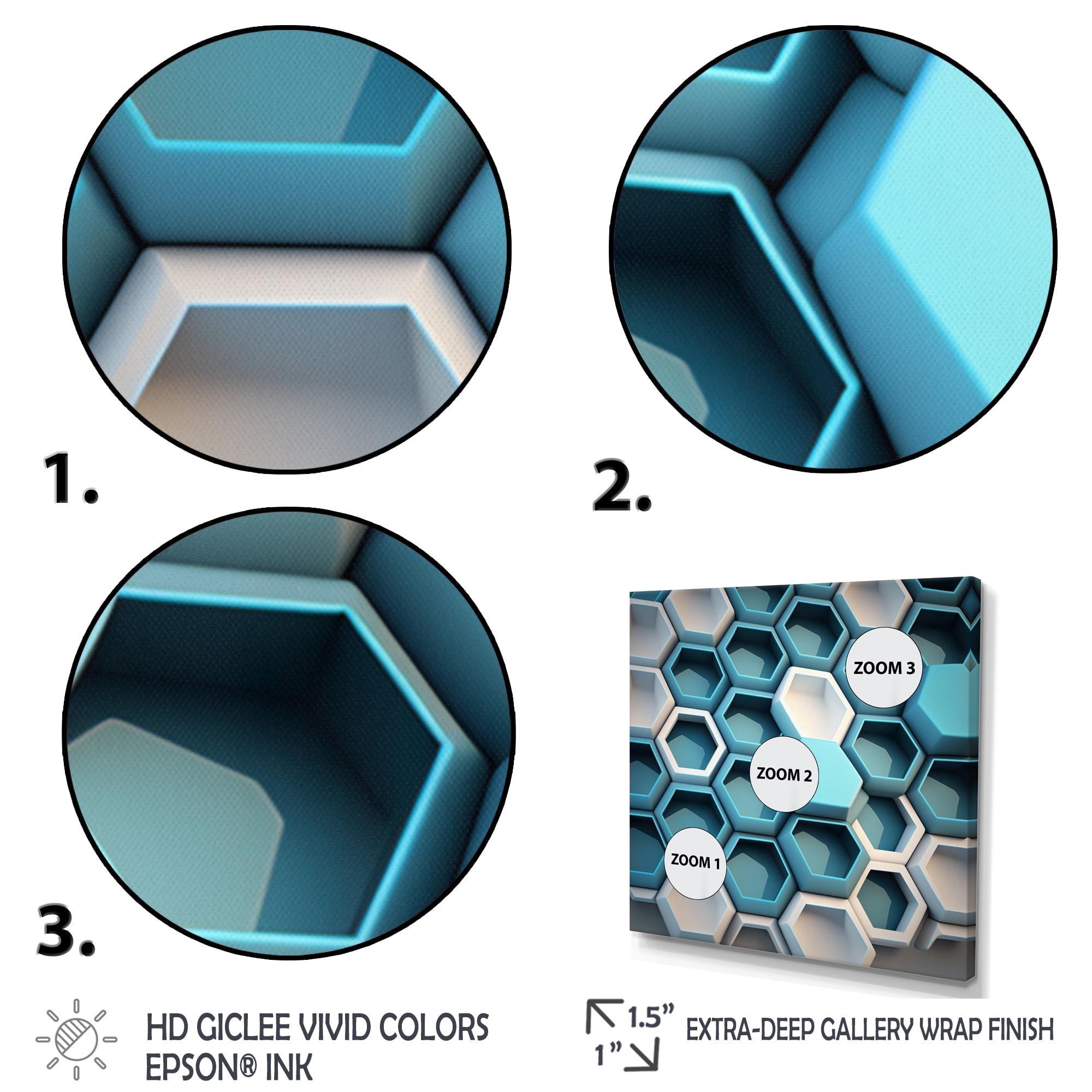 Designart Abstract Geomtric White And Blue Canvas Wall Art