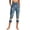 Blue E, variant on ZQUUVOU Capri Leggings for Women Pull On Jeggings High Waisted Denim Look Printed Stretchy Slim Fit Yoga Pants with Pocket Multicolor