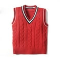 thumbnail image 2 of JIAYUE Kids Boys Girls V-Neck Vests Sweater Sleeveless Warm Knitted Pullover Knitwear Tops Holiday Child Dailywear, 2 of 4