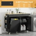 thumbnail image 2 of Rolling Kitchen Island with Drop Leaf, Kitchen Island Cart with Trash Storage Cabinet, Kitchen Rolling Island with Power Outlet, Spice Rack & Towel Rack, Knife Holder, 2 of 6