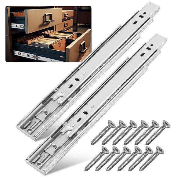 HOMANDS Guías para cajones de cierre suave de 12.0 in, 6 pares (12 unidades) de rieles de montaje lateral, rodamientos de bolas de extensión completa de alta resistencia, guías deslizantes para cajone