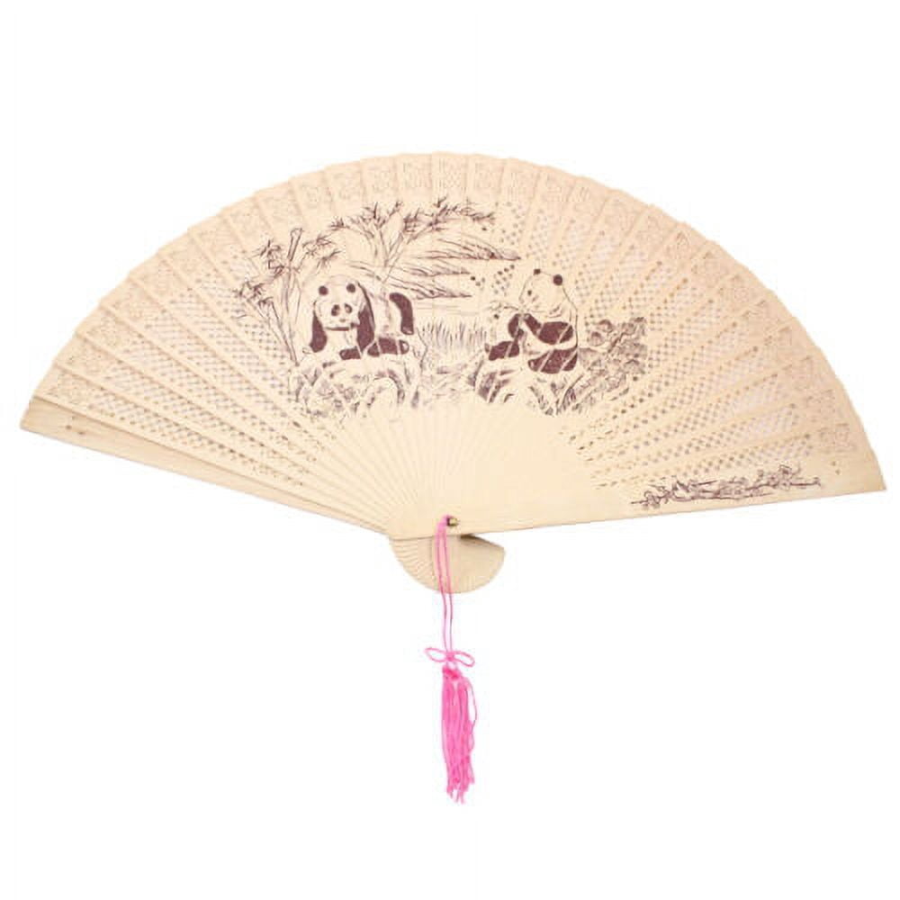 10 Double Sided Wooden Asian Panda Print Design Hand Fans Party Decoration Gift D13428