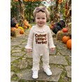 thumbnail image 5 of RUINIXCW Baby Girl Thanksgiving Outfit Turkey Letter Embroidered Ruffled Trim Long Sleeve Romper and Bow Headband 2 Pcs Set for Fall, 5 of 8