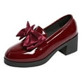 thumbnail image 4 of Chunky High Heels Penny Loafers for Women Trendy Leather Bow Buckle Autumn Slip on Oxfords Dress Shoes, 4 of 6