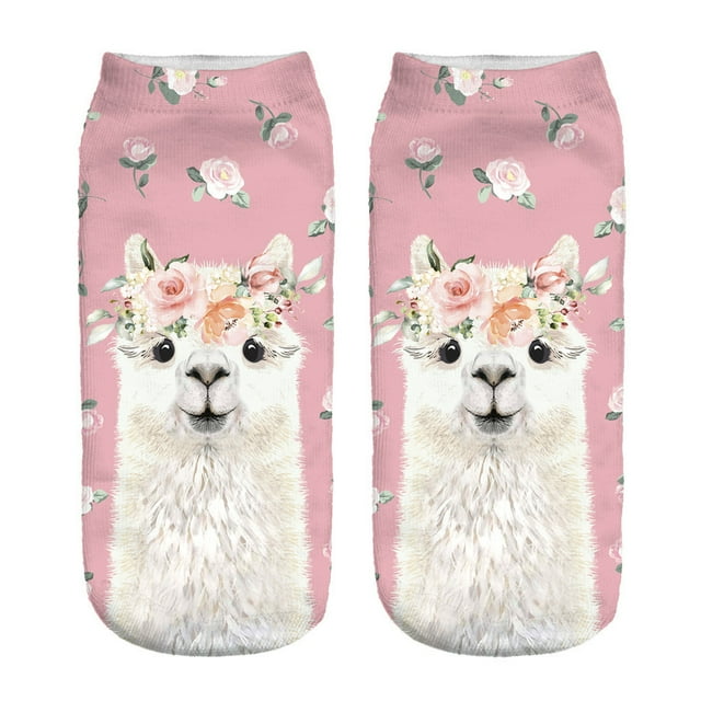 Chaussettes à Moins de 5$ Impression Numérique 3D Multicolore Alpaga Chaussettes Invisibles pour Adultes Chaussettes Magiques