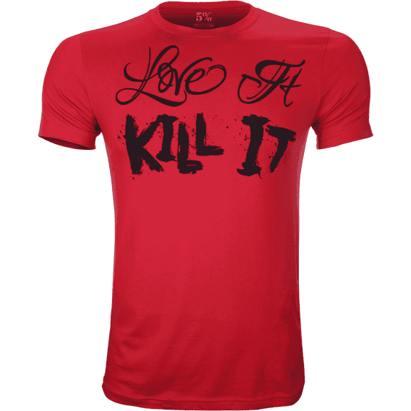 5% Nutrition Rich Piana Red Muscle T-Shirt, Love It Kill It Cotton Short Sleeve Mens Workout Gym Tee