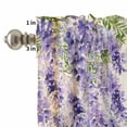 thumbnail image 4 of Kitchen Window Curtains Valance and Tier Set, Watercolor Purple Vineflowers Petals Rod Pocket Tier Curtains and Valance 3 Piece Set, Yellow Wood Board Window Treatment for Bedroom Living Room, 4 of 9