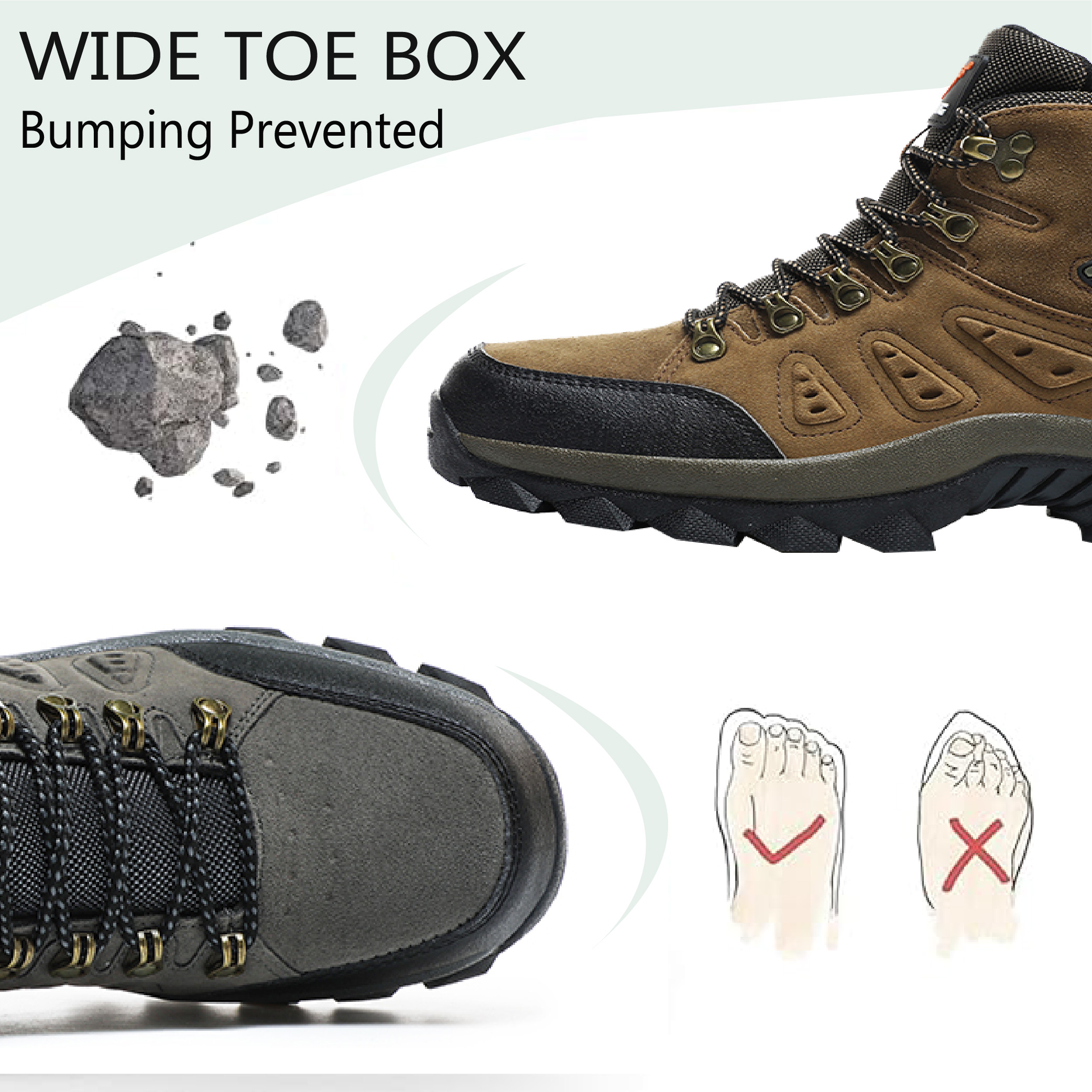 Mens Hiking Boots Outdoor Hiking Trekking Work Climbing Shoes Slip Resistant Lightweight Camping Work Shoes Brown 11.5 US