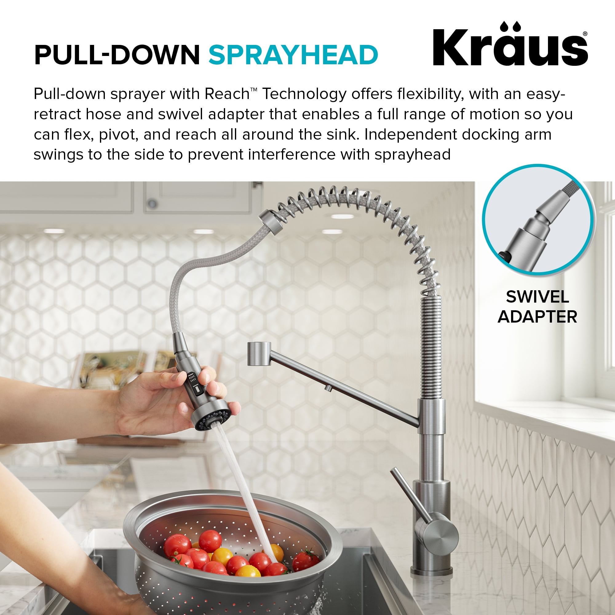 KRAUS Bolden 2-in-1 Commercial Style Pull Down Single Handle Water Filter Kitchen Faucet for Reverse Osmosis or Water Filtration System in Brushed Brass / Matte Black