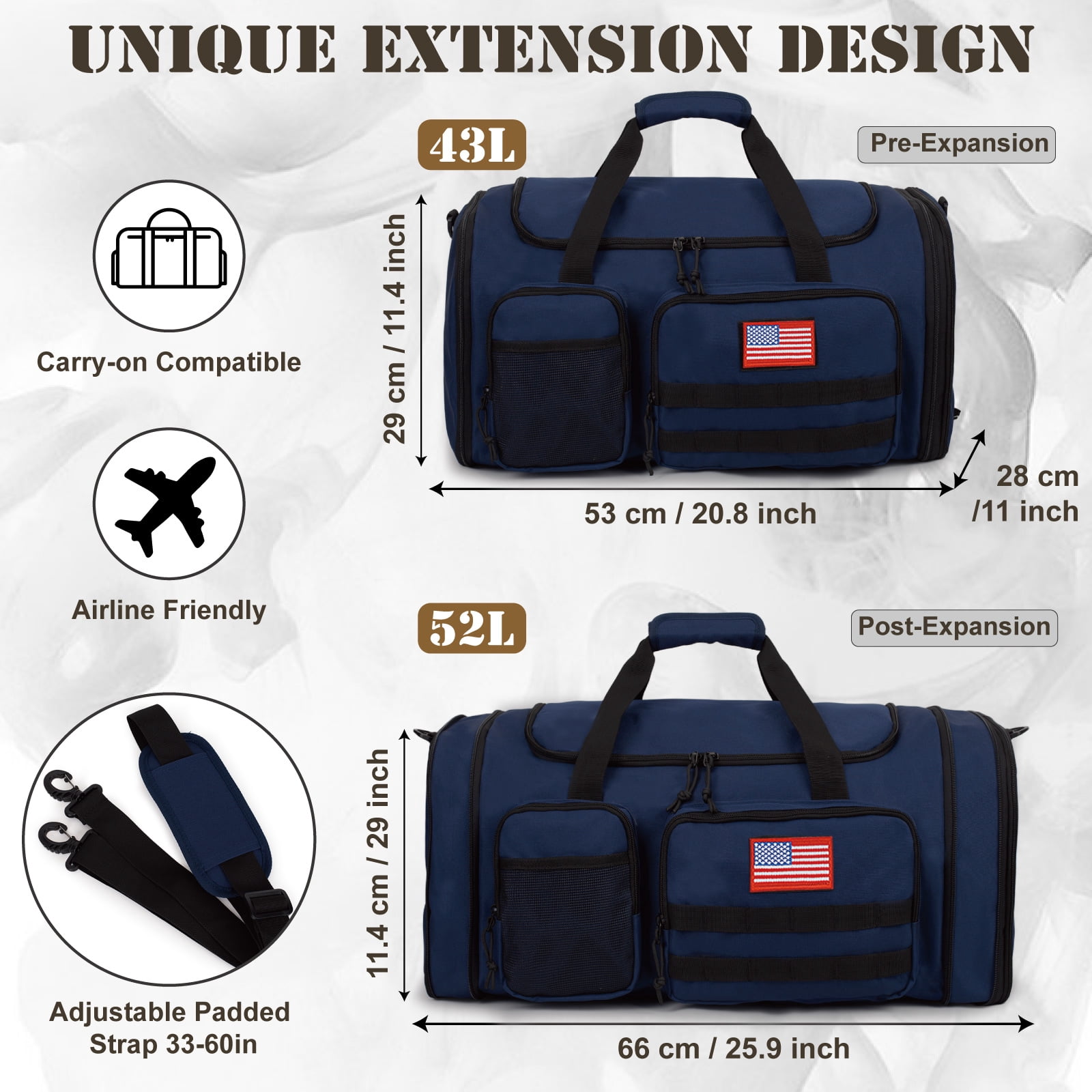 TRIPGEAR 21" 45L Expandable 2-in-1 Gym Duffle Bag for Men, Travel Backpack with Shoe & Wet Pocket, Overnight Carry-on Bag