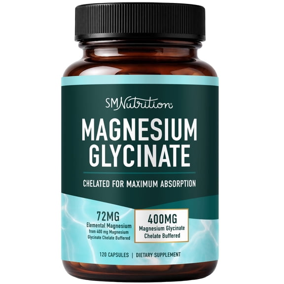Magnesium Glycinate 400mg for Relaxation, Sleep, Muscle & Leg Cramps Support | Chelated Magnesium for Maximum Absorption | 2 Month Supply, 120 Ct