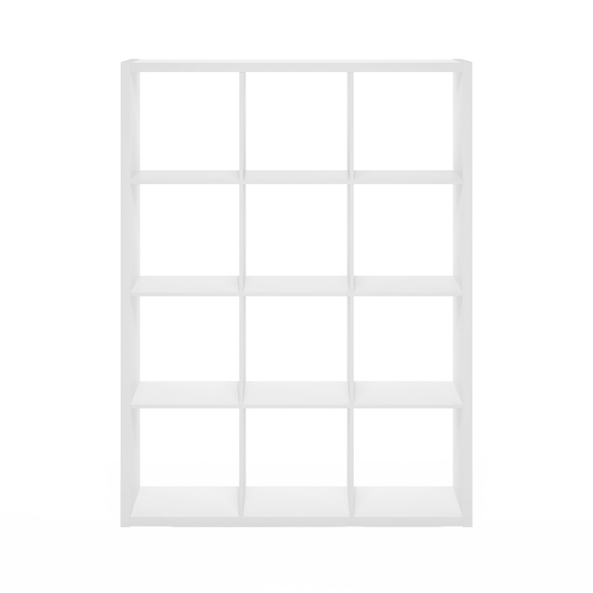Furinno CUBICLE Book Shelf, 12-Cube Thick Frame Bookshelf, Reversible Bookcase with Open Back, 14.6 x 43.8 x 58, for Living Room, Bedroom, Home Office, White