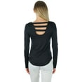 thumbnail image 2 of ToBeInStyle Women's Long Roll-Up Sleeve Ladder-Back Pocket Top - Black - Small, 2 of 7