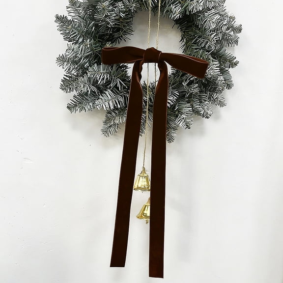 Burgundy Velvet Ribbon Bows - Versatile Hanging Bow Decor for Front Door Mantle Porch Wedding,Velvet Bow Pendant with Bells,Holiday Tree Wreath Topper,Thoughtful Christmas Gift