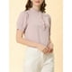 thumbnail image 5 of CAMISA DE BOTONES CON VOLANTES PARA MUJERES INSPIRE CHIC DE MANGA CORTA SÓLIDA PARA TRABAJO OFICINA XS ROSA, 5 of 7
