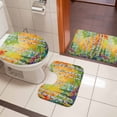 thumbnail image 5 of Summer Oil Painting Tree Bathroom Rugs Set Country Yellow Birch Plant Non Slip Absorbent Soft Bath Mats 3 Piece Set with Bathroom Rug, U-Shaped Floor Mat, Toilet Seat Cover Small Size, 5 of 9