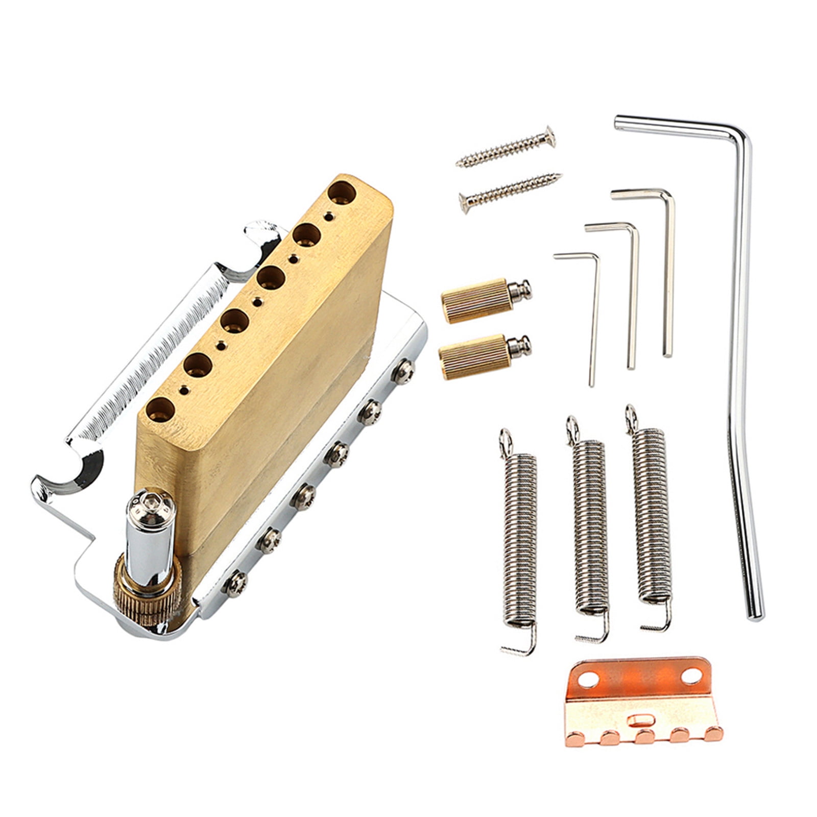 BIBABLYKE 2 Point Electric Guitar Tremolo Bridge Replacement Tremolo Bridge and Full Size Brass Block for 6 String Guitar