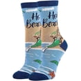 thumbnail image 2 of Women’s Sea Themed Novelty Crew Socks, Crazy Funny Cotton Dress Socks Gift - Hola Beaches, 2 of 4