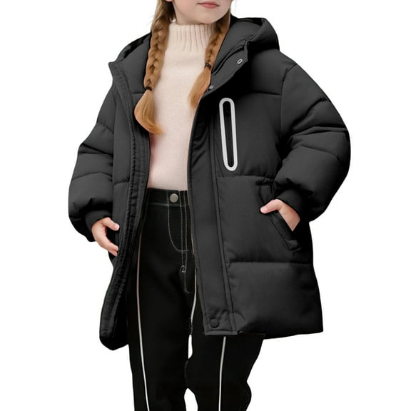 WOYY Toddler Girls Down Coat Long Jacket Warm Winter Puffer Hooded Outerwear, Sizes 3-4T