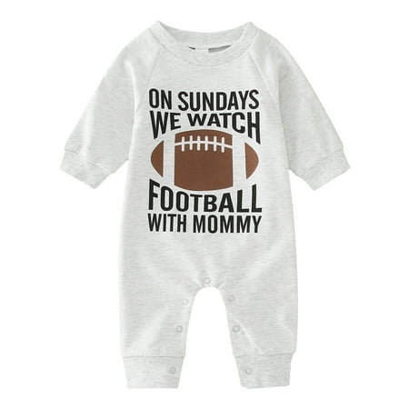 

Aompmsdx Baby Boys Girls Cotton Football Rugby Printed Autumn Long Sleeve Romper Sweatshirt Jumpsuit Clothesstitch