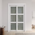 thumbnail image 2 of 60" x 80" White Primed 3-Lite Tempered Frosted Glass Sliding Door Panels Only, 2 of 7