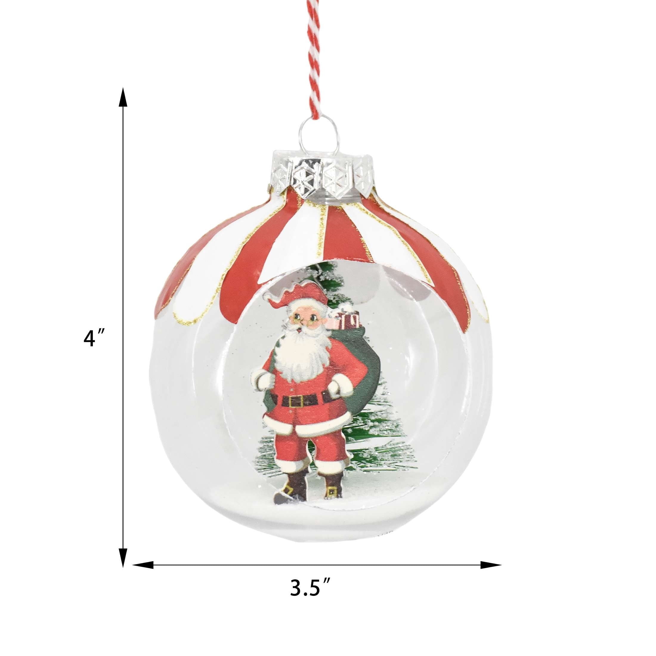 Red and White Santa Bottle Brush Tree Scene Ball Christmas Ornament, 4", by Holiday Time