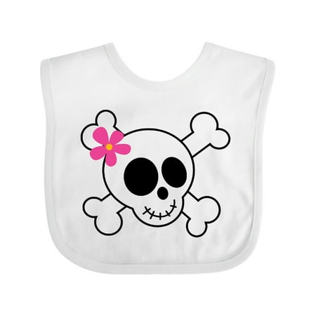 

Inktastic Skull With Flower Gift Baby Girl Bib